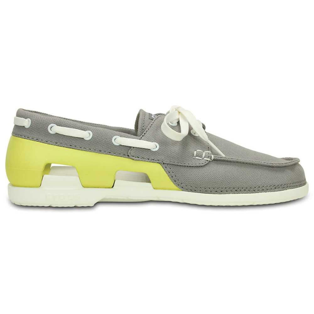 Crocs Men's Boat Shoes Beach Line Lace Up Smoke m7